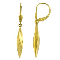 14k Yellow Gold Polished and Satin Twist Dangle Earrings