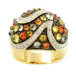 14k Yellow Gold Green, Orange, Yellow Sapphire and 1/2ct TDW Diamond Ring (H-I, I1)
