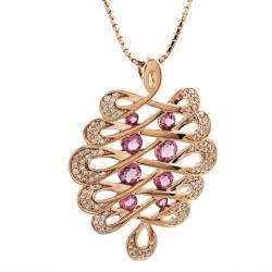 14k Rose Gold Pink Tourmaline and 3/5ct TDW Diamond Necklace (H-I, I1)