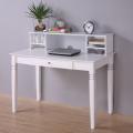 White Solid Wood Desk with Hutch