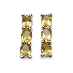 Sterling Silver Oval-cut Citrine Column Earrings