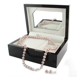 Pink FW Pearl 18-inch Strand and Earring Set with Gift Box (7-8mm)