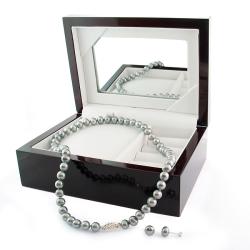 Grey FW Pearl 2-piece Jewelry Set with Gift Box (7-8mm)