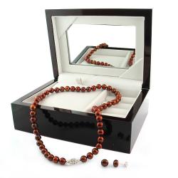 Chocolate FW Pearl 2-piece Jewelry Set with Gift Box (7-8mm)