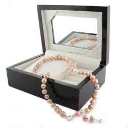 Multi-colored Pink FW Pearl 2-piece Jewelry Set with Gift Box (8-9mm)