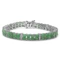 Sterling Silver Emerald and White Sapphire 2-row Link Bracelet