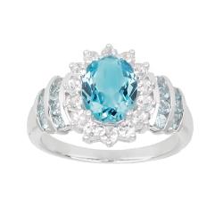 10k White Gold Swiss Blue Topaz/ White Topaz Ring