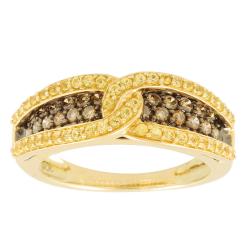 14k Yellow Gold Yellow Sapphire and 3/4ct TDW Champagne Diamond Ring (I3)