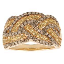 14k Gold Yellow Sapphire/ 1/2ct TDW Champagne Diamond Ring
