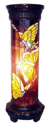 Tiffany-style Bronze-finish Butterfly Pedestal Lamp