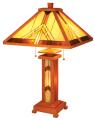 Tiffany-style Mission Table Lamp with Lighted Base