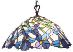 Tiffany-style Leafy Design Bronze Hanging Lamp