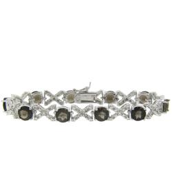 Sterling Silver Smokey Topaz and Diamond Accent XOXO Bracelet