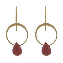 Goldtone Plated Sterling Silver Carnelian Earrings