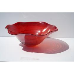 Hand-blown Red Frosted Glass Bowl