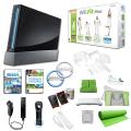Nintendo Wii (Black) and Wii Fit Plus Super Bundle - Boxing Gloves, 8in1 kit, and More!