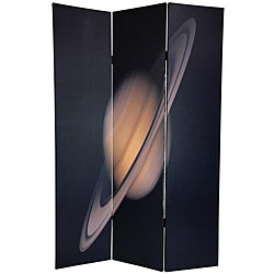Double-sided 6-foot Moon and Saturn Canvas Room Divider (China)