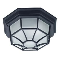 Black 1-light Outdoor Flush Light with Frosted Glass