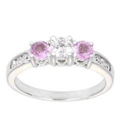14k White Gold 1/2ct TDW Diamond and Pink Sapphire Anniversary Ring (H-I, I1-I2)