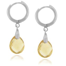Sterling Silver Citrine Briolette Drop Earrings