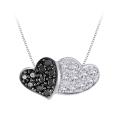 10k White Gold 1/10ct TDW Black and White Diamond Necklace (G-H, I2-I3)