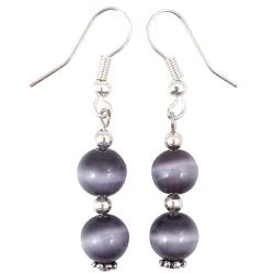 Silver and Cat's Eye Bead Earrings (Thailand)