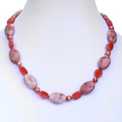 Pearl, Jasper and Red Aventurine Necklace (6 mm) (Thailand)