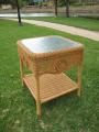 Wicker Glass Top Side Table