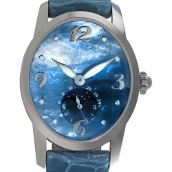 Girard Perregaux Women's 'Cats Eye' White Gold Leather Diamond Watch