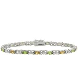 Sterling Silver Peridot and Citrine Butterfly Link Bracelet