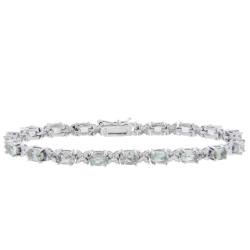 Sterling Silver Green Amethyst and Diamond Accent Bracelet