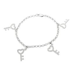 Sterling Silver Heartkey Charm Bracelet