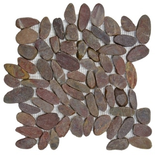 SomerTile 11.75x11.75-in Riverbed Flat Red Natural Stone Mosaic Tile (Pack of 10)