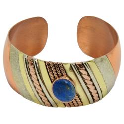 Multi-toned Copper Lapis Layered Cuff Bracelet (Chile)
