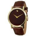 Movado Men's 'Museum' Goldplated Steel And Leather Quartz Watch