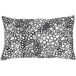 Faux Silk White and Black Circles Decorative Pillow