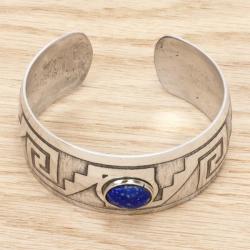 Atacama Aluminum Silver Desert Lapis Cuff Bracelet (Chile)
