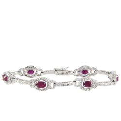 Sterling Silver Ruby and Diamond Accent Bracelet