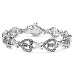 Sterling Silver Tanzanite and Diamond Accent Heart Bracelet
