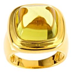 Gold over Silver Square-cut Lemon Quartz Ring