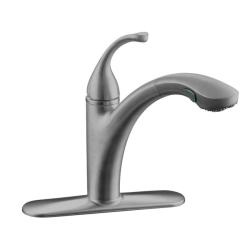 Kohler K-10433-G Brushed Chrome Forte Single-Control Pullout Kitchen Sink Faucet With Color-Matched Sprayhead And Lever Handle