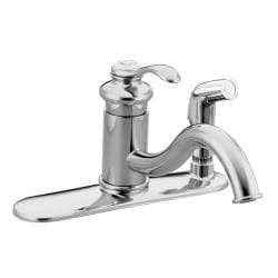 Kohler K-12173-CP Polished Chrome Fairfax Single-Control Kitchen Sink Faucet With Sidespray In Escutcheon