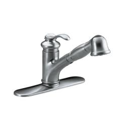 Kohler K-12177-G Brushed Chrome Fairfax Single-Control Pullout Kitchen Sink Faucet