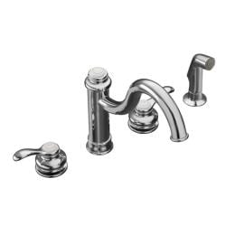 Kohler K-12231-CP Polished Chrome Fairfax High Spout Kitchen Sink Faucet With Matching Sidespray And Lever Handles