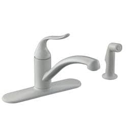 Kohler K-15072-P-0 White Coralais Decorator Kitchen Sink Faucet With Escutcheon, Matching Finish Sidespray And Lever Handle