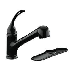 Kohler K-15160-L-7 Black Coralais Single-Control Pullout Spray Kitchen Sink Faucet With Color-Matched Sprayhead And Loop Handle