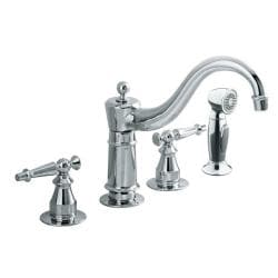 Kohler K-158-4-CP Polished Chrome Antique Kitchen Sink Faucet With Sidespray And Lever Handles