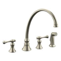 Kohler K-16111-4A-BN Vibrant Brushed Nickel Revival Kitchen Sink Faucet With 11-13/16 Spout, Sidespray And Traditional Lever Ha