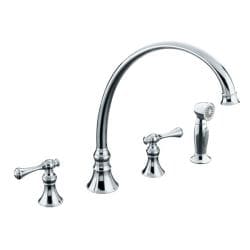 Kohler K-16111-4A-CP Polished Chrome Revival Kitchen Sink Faucet With 11-13/16 Spout, Sidespray And Traditional Lever Handles