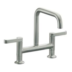 Kohler K-6125-4-VS Vibrant Stainless Torq Deck-Mount Bridge Kitchen Faucet